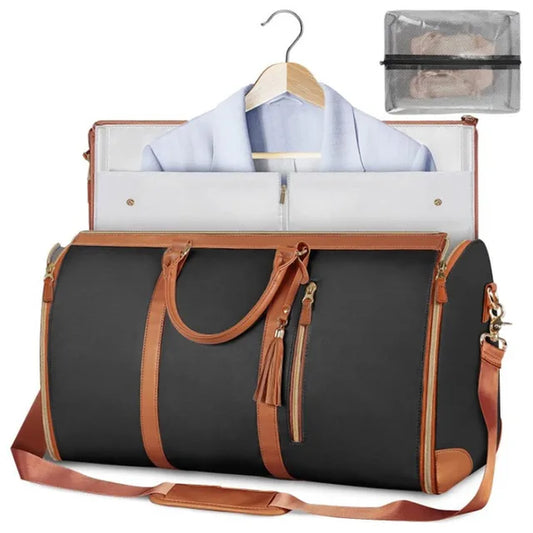 Foldable Women'S Travel Convenient Carry-On Clothing Bag Large PU Leather Duffel Bag Women'S Business Travel Bag