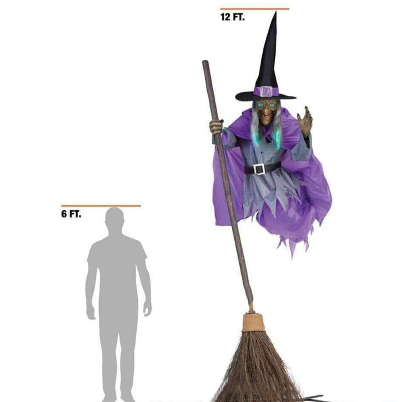 Halloween Decoration Garden Broom Witch Hanging