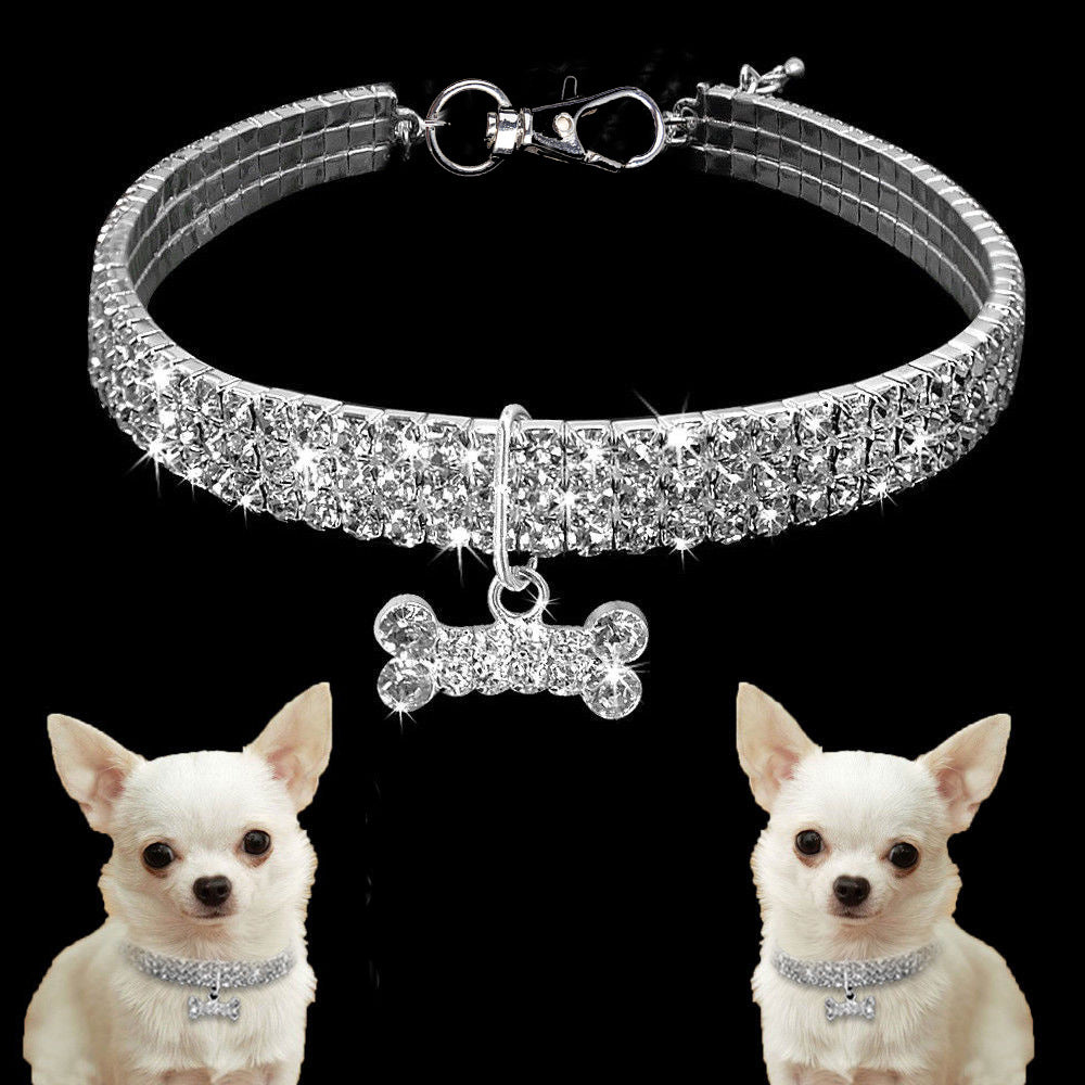 Bling Rhinestone Dog Collar Crystal Puppy Chihuahua Pet Dog Collars Leash For Small Medium Dogs Cats