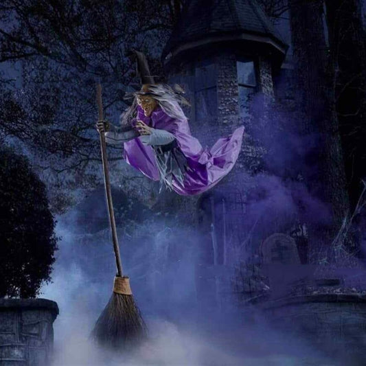 Halloween Decoration Garden Broom Witch Hanging