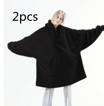 Hoodie Sweatshirt With Big Pocket Tops Sweater Comfortable Loose Double-Sided Fleece Thicker Wearable Blanket