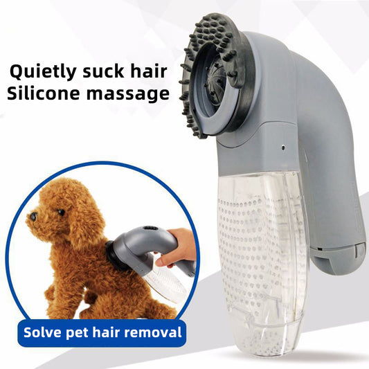 Portable Electric Pet Hair Vacuum Cleaner & Gentle Massage Grooming Tool