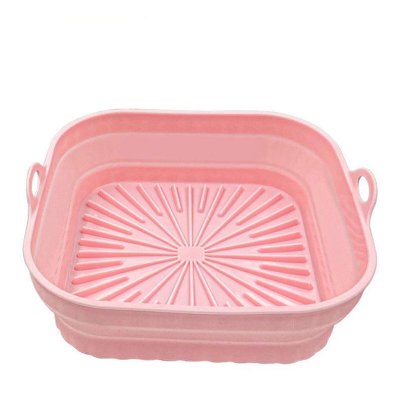 Kitchen Collapsible Air Fryer Silicone Pot Reusable Round Square Liners Basket For Air Fryer Non-slip Baking Tray Oven Accessories