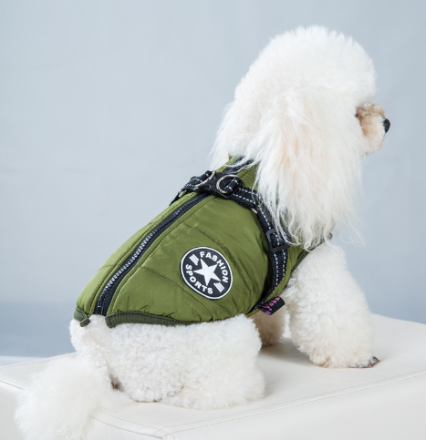 Pet Warm Dog Cotton-padded Clothes Fleece-lined Thickened Reflective Gallus