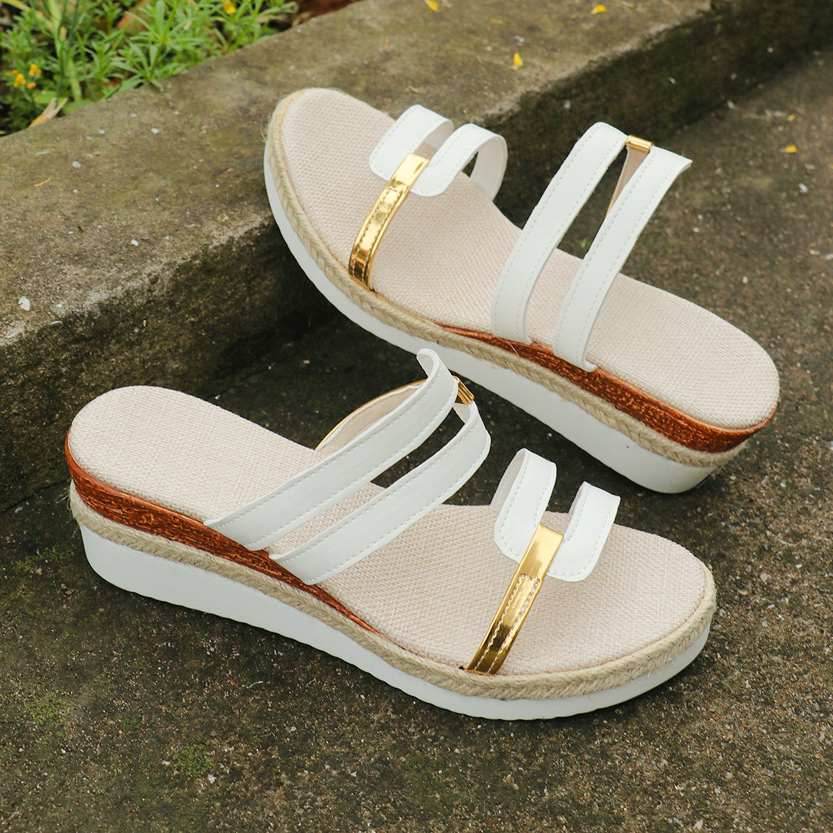 Summer Colorblock Wedge Sandals