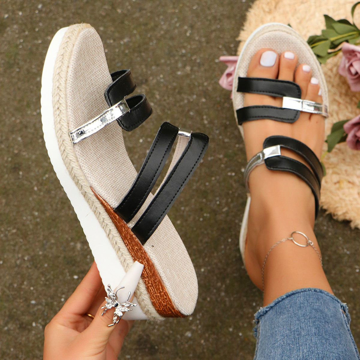 Summer Colorblock Wedge Sandals