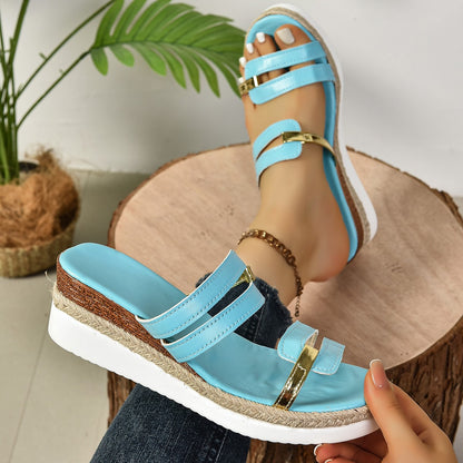 Summer Colorblock Wedge Sandals