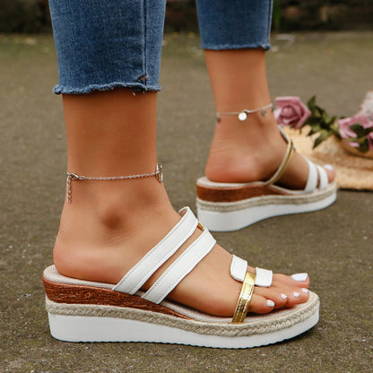 Summer Colorblock Wedge Sandals