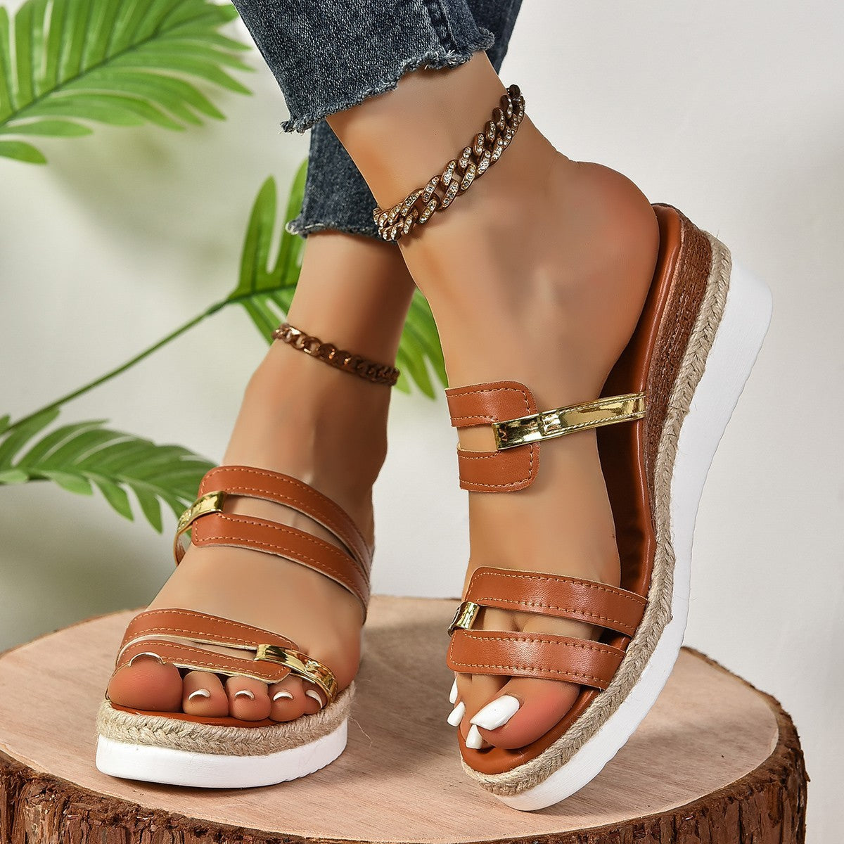 Summer Colorblock Wedge Sandals