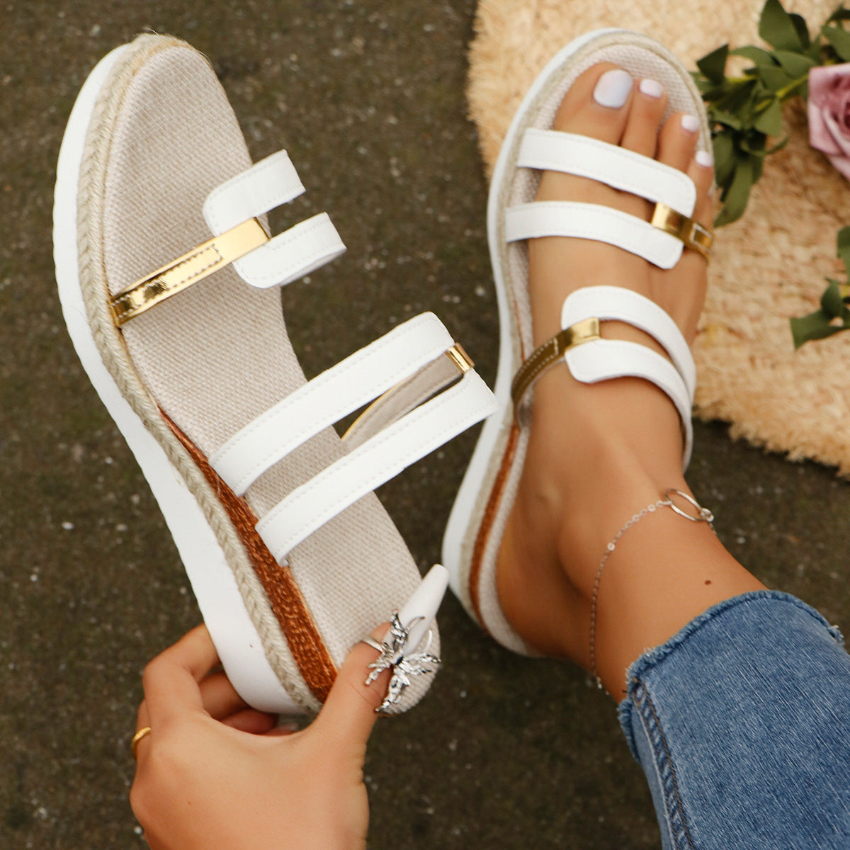 Summer Colorblock Wedge Sandals