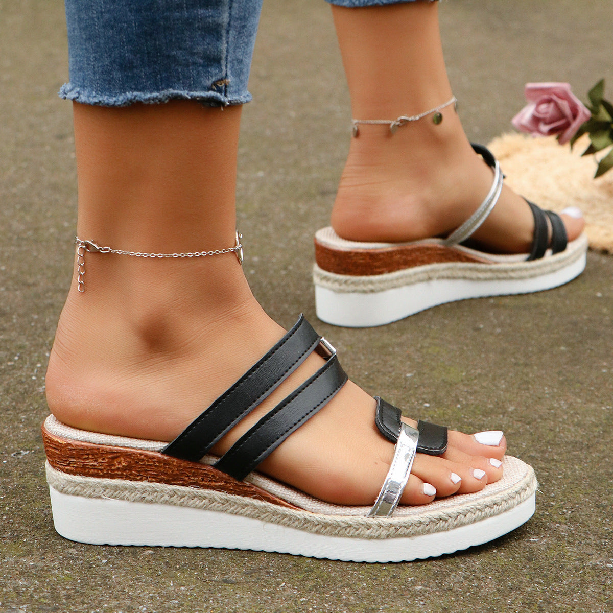 Summer Colorblock Wedge Sandals