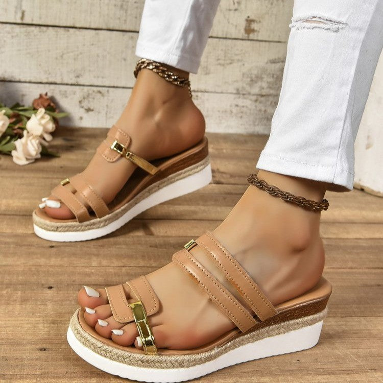 Summer Colorblock Wedge Sandals